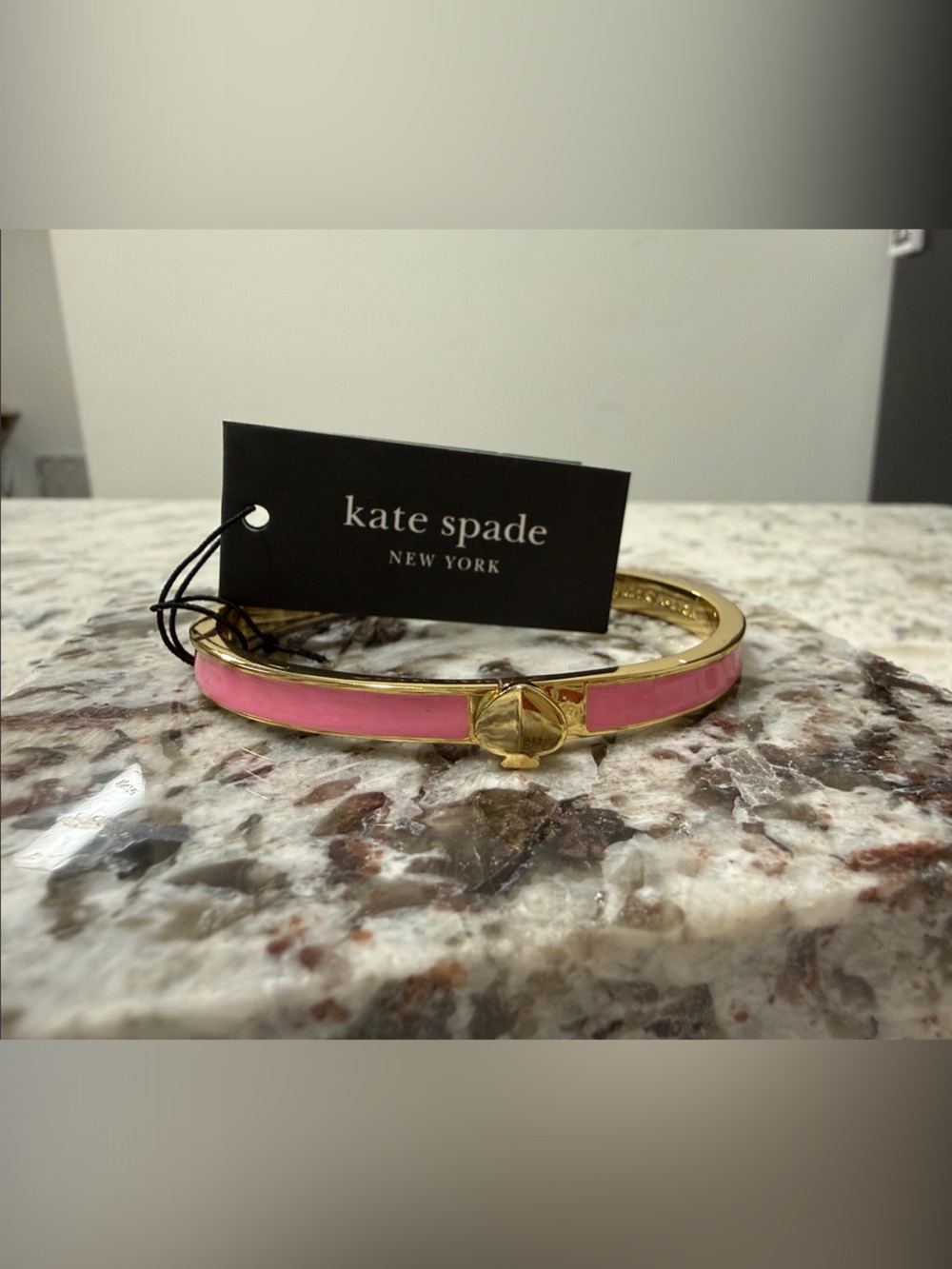 kate spade Gold Tone Bracelet with Pink Enamel Accents